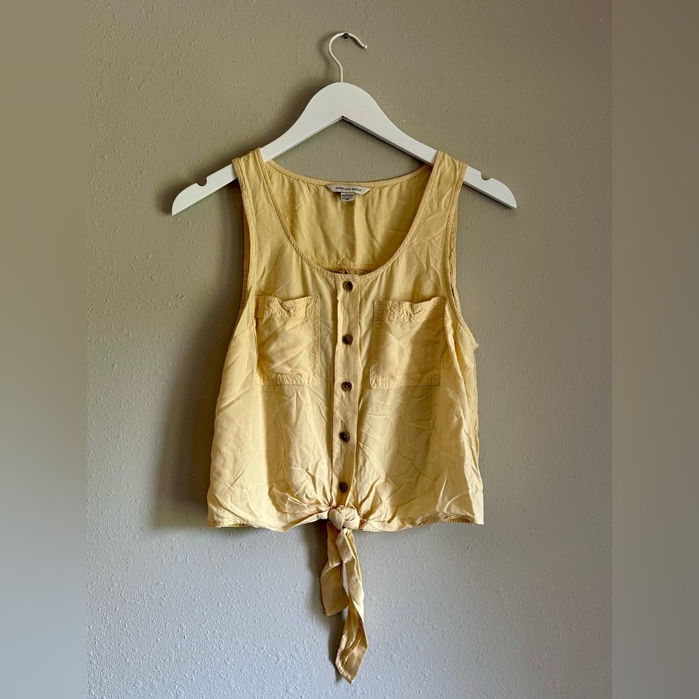 American Eagle Outfitters Yellow Button-Down Tank Top